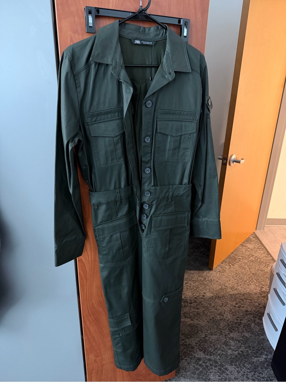 Zara Military-Style Dark Green Utility Dress